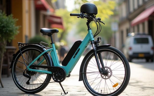 Affordable electric bike parked in a city setting